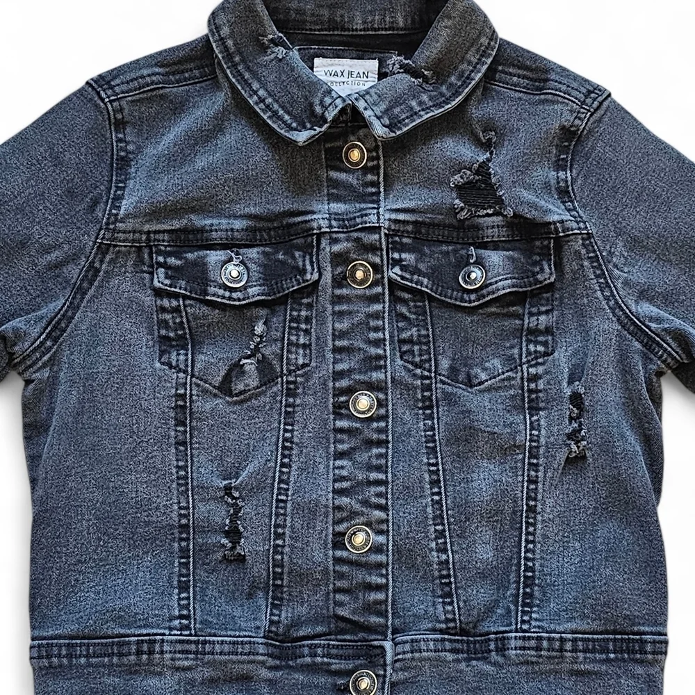 Wax Jean Collection Junior Women’s Distressed Denim Jacket Size Small